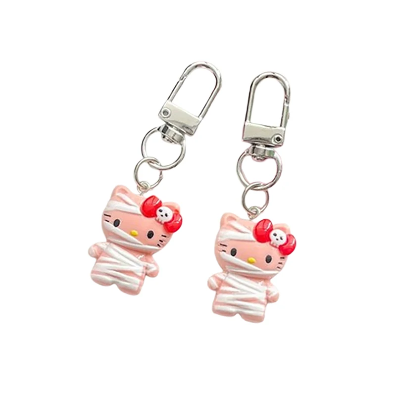 Cute Sanrio Mummies Hello Kitty Keychain Backpack Pendant Keyring Creative Accessories Halloween Party Decoration Birthday Gifts