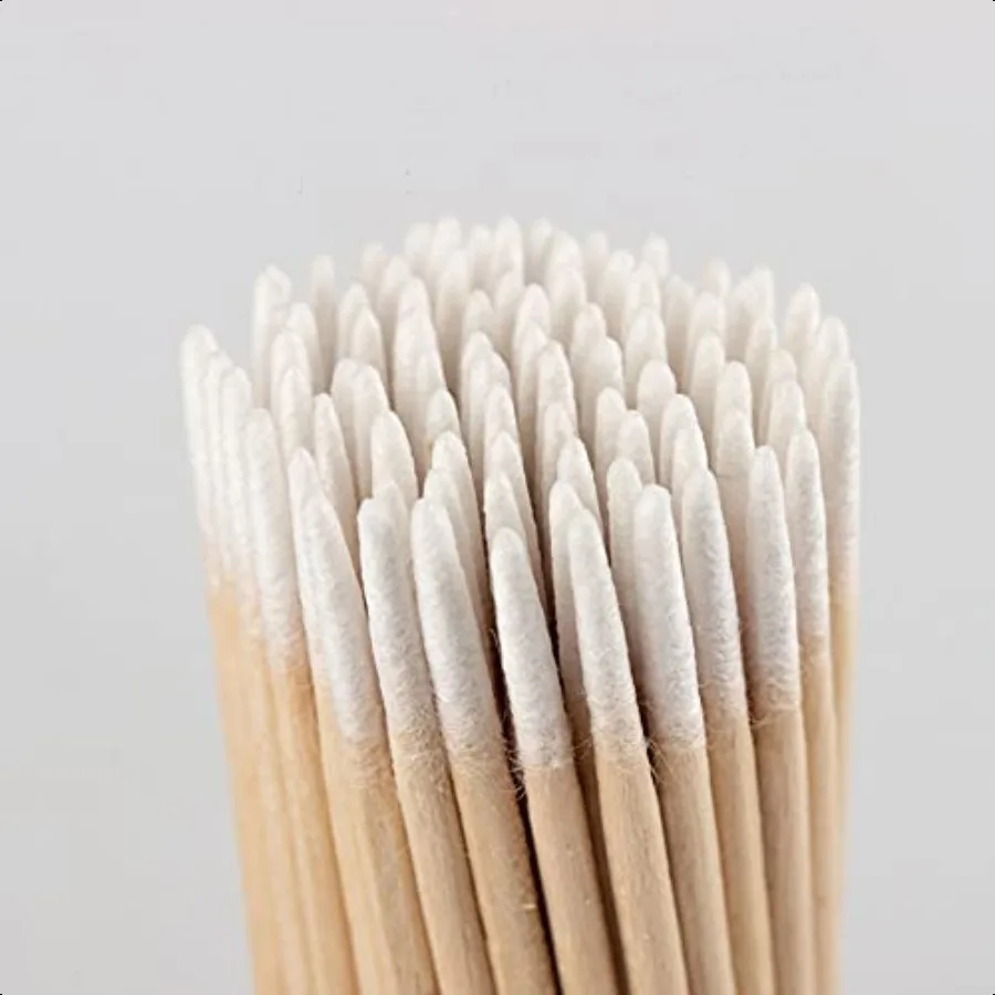 400pcs Microblading Cotton Swab with Wood Handle Small Pointed Tip Head for Eyebrow Tattoo Beauty Makeup Color Nail Seam Dedica