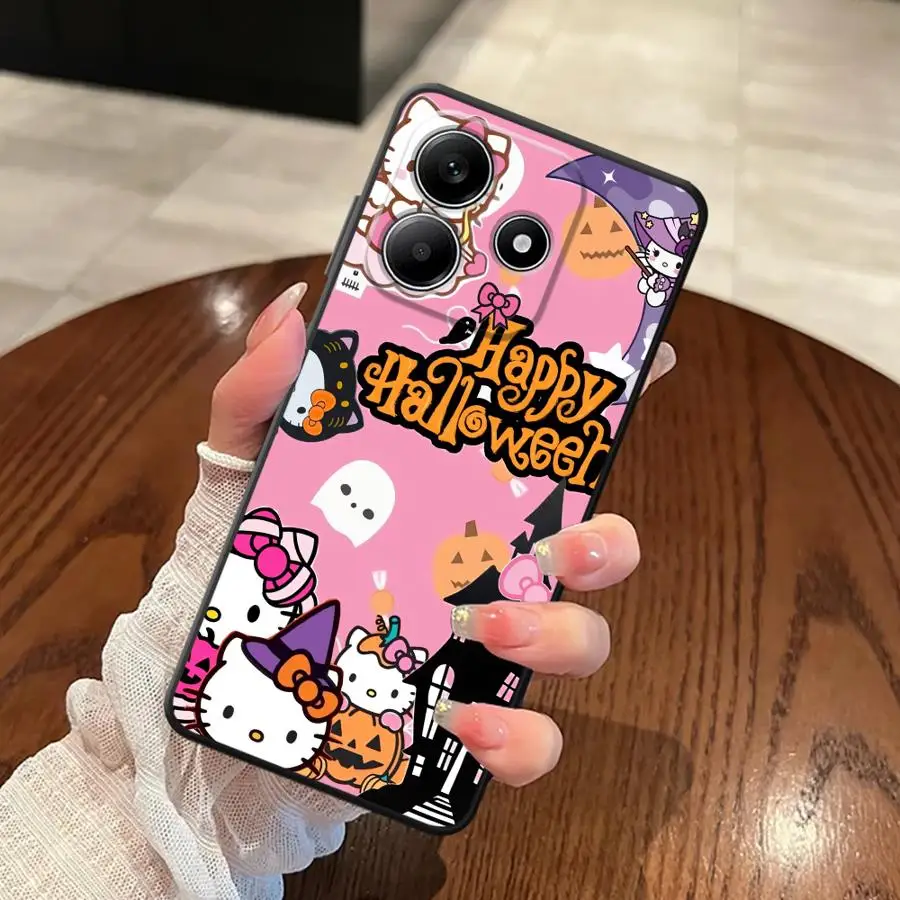 Capa rosa hello kitty halloween para xiaomi redmi note 12s 11s 11 13 12 pro plus 10 9 8 pro 10s 9s capa traseira macia de telefone