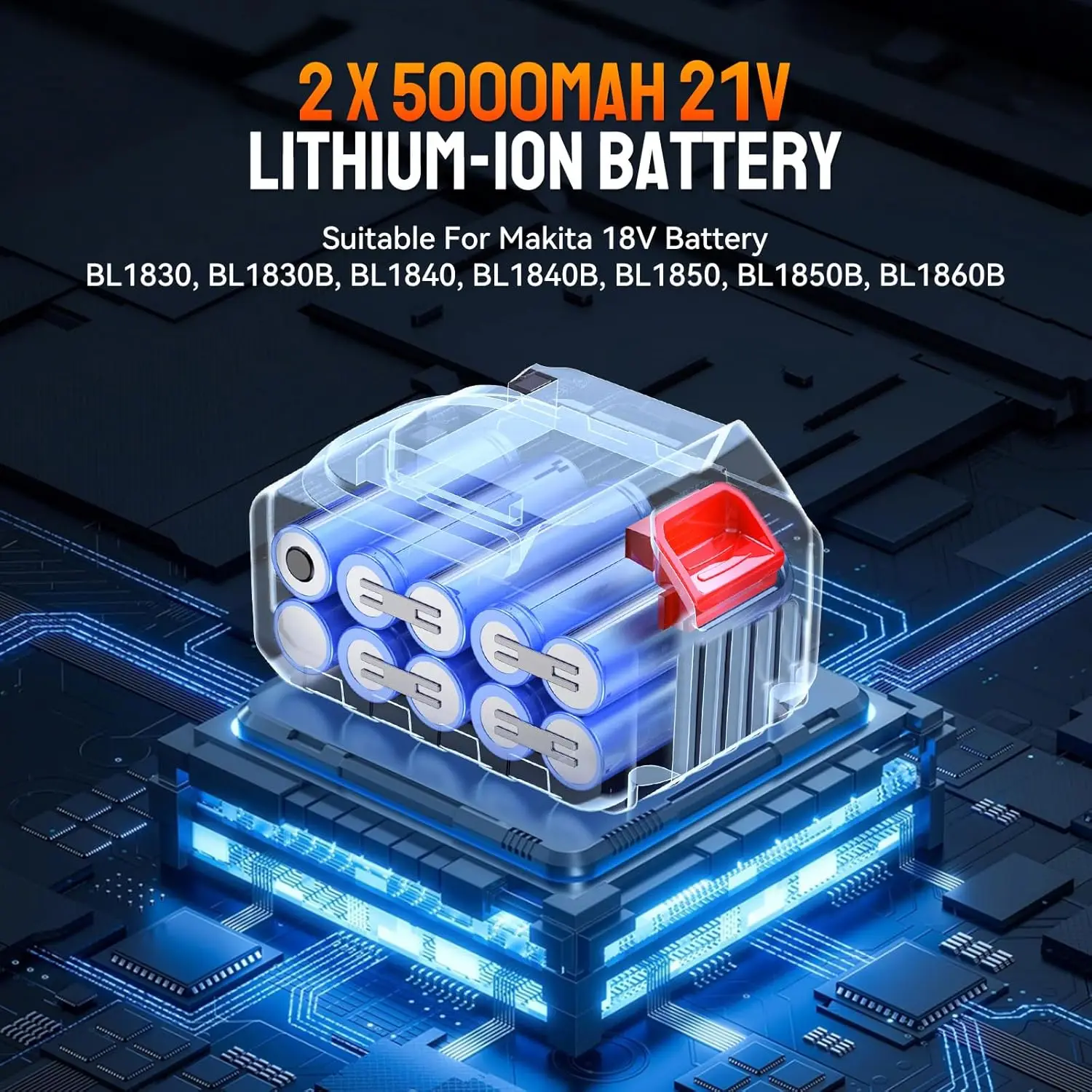 Cordless Rivet Gun, 2248 lbf Electric Riveter Kit for 1/8', 5/32', 3/16' Rivets with 2x 5.0Ah 18V Batteries