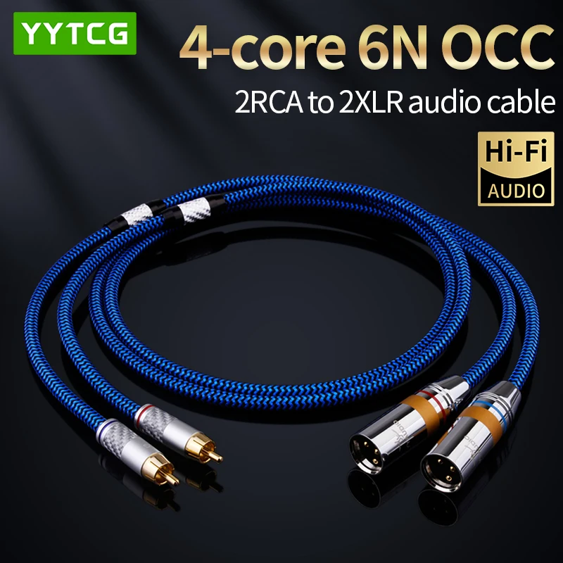 High-end 6N Occ 2RCA Zu 2XLR Audio Signal Linie Für Verstärker Mixer Lautsprecher RCA Kabel Männlich Weiblich Kanone Verstärker mischen Stecker