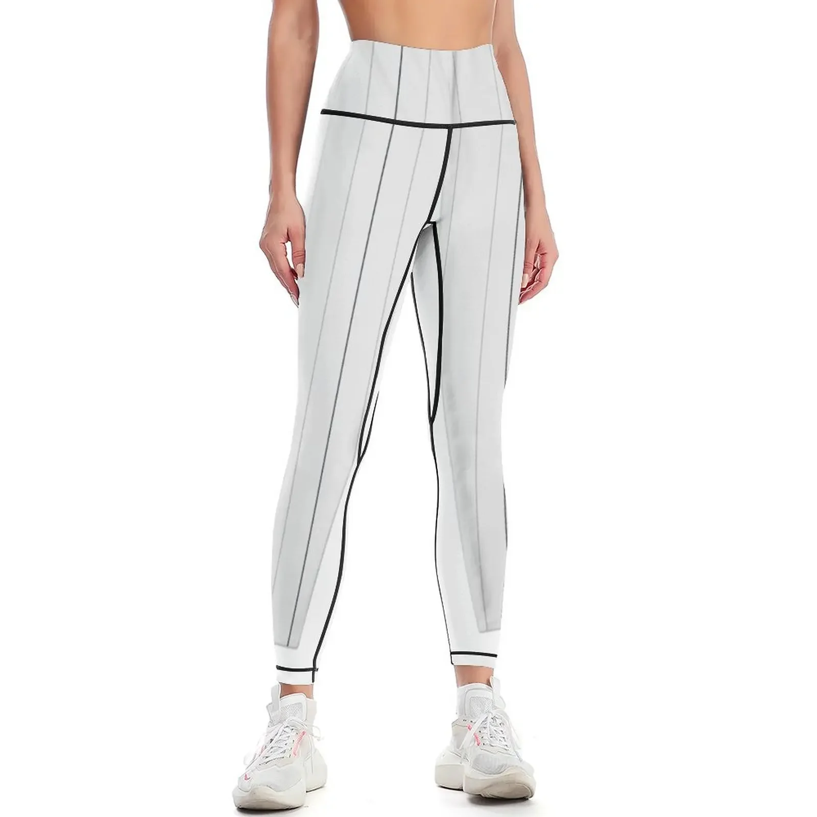 

Black And White Vertical Striped. Thin Line Stripe Leggings Fitness woman workout shorts Sports female Womens Leggings