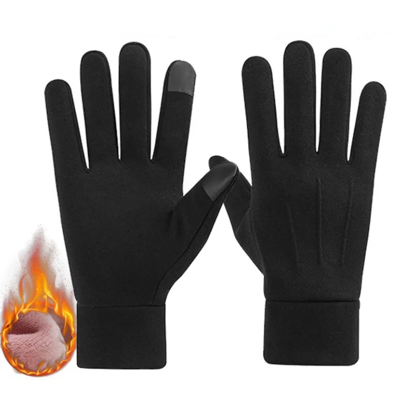 Vintage Windproof TouchScreen Gloves Women Winter Full Finger Hand Warmer Suede Glove Non-slip Warm Full Fingers Gloves