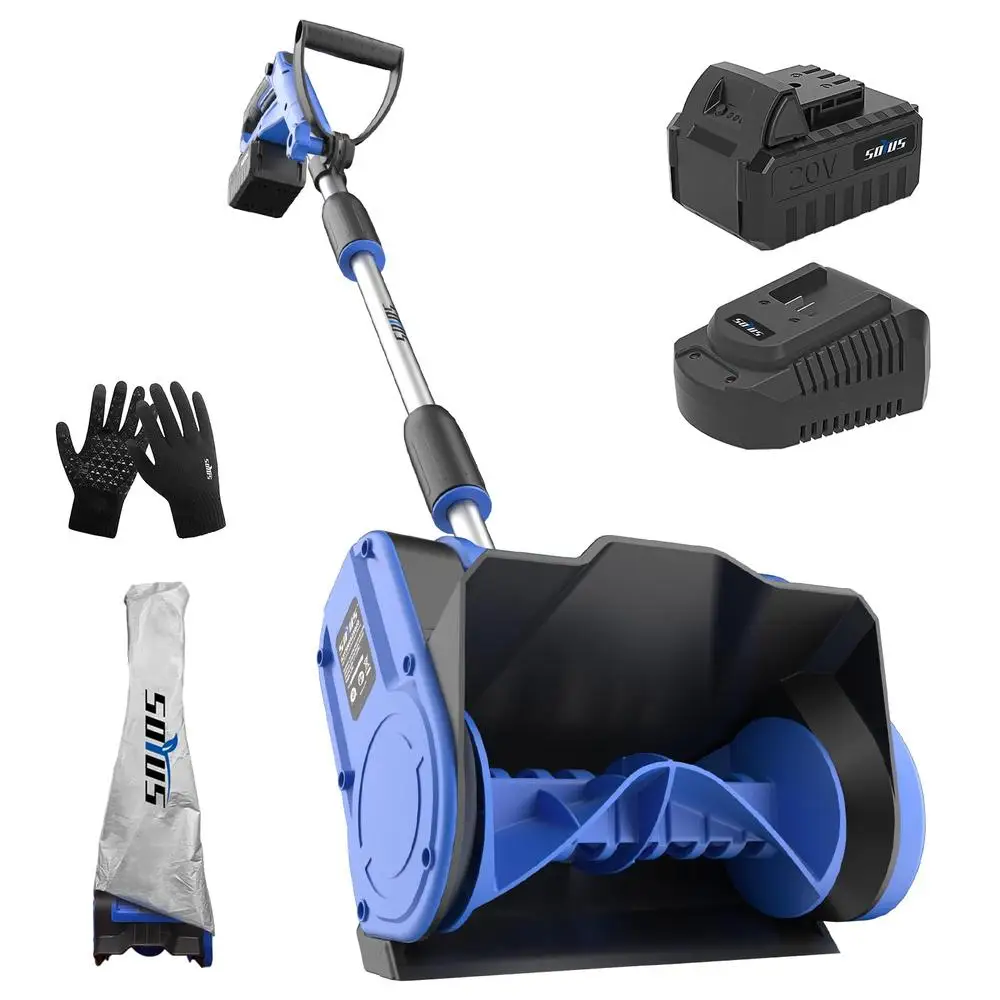 Cordless 20V Electric Snow Shovel Lightweight Snow Blower Adjustable Handle Dual-Curve Blades Safe Design