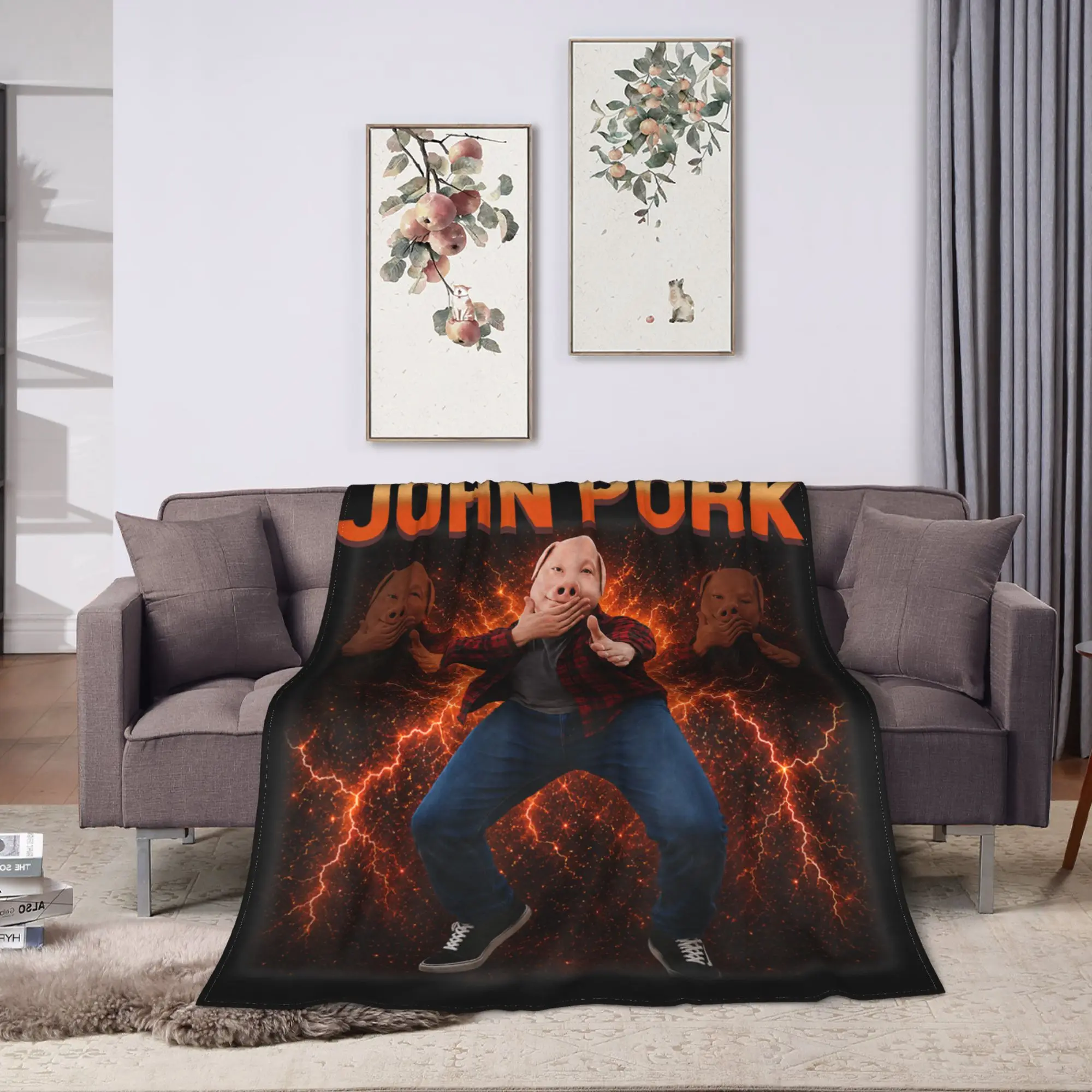 John Pork Calling Decline Accept Incoming Call Scuba Throw Blanket Super Blanket For Living Room Flannel Bedspread Bed Cover