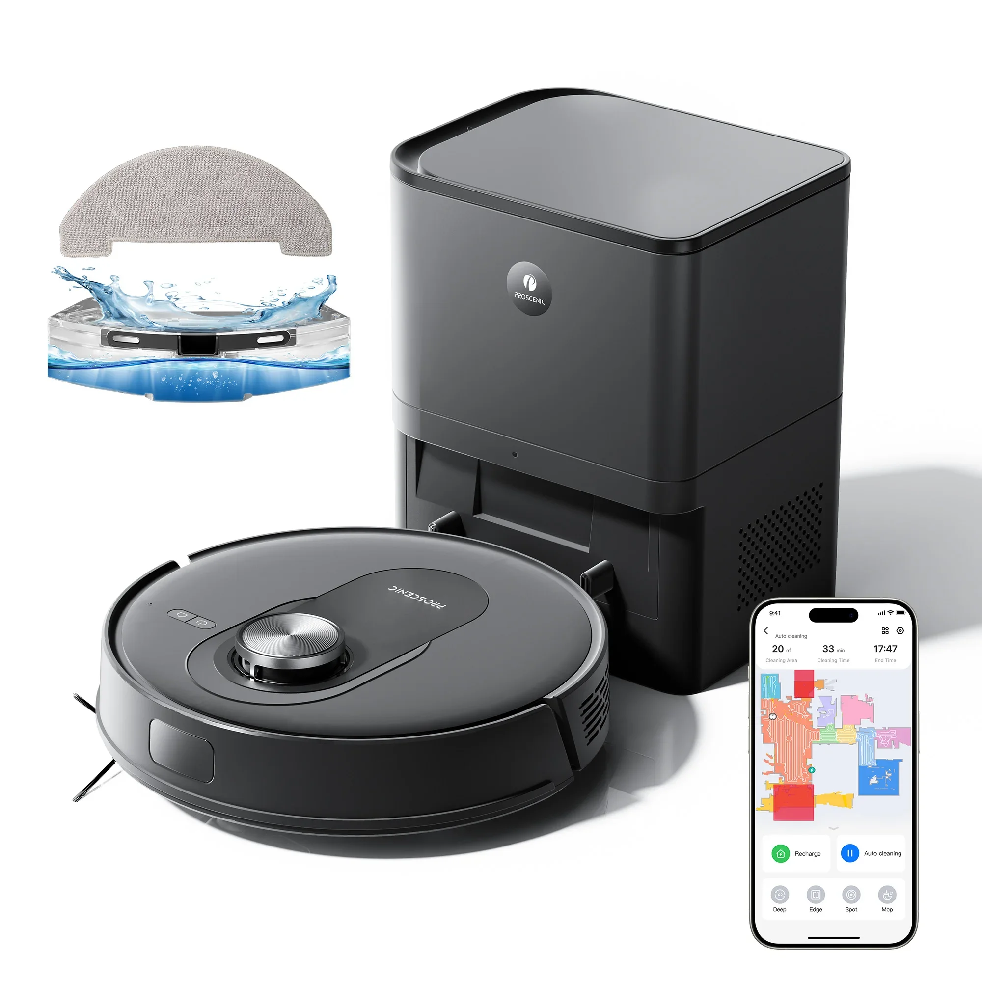 Best Proscenic Q8 Max Robot Vacuum And Mop Combo With Self-emptying Station, Max 4200Pa Suction, 200min Runtime