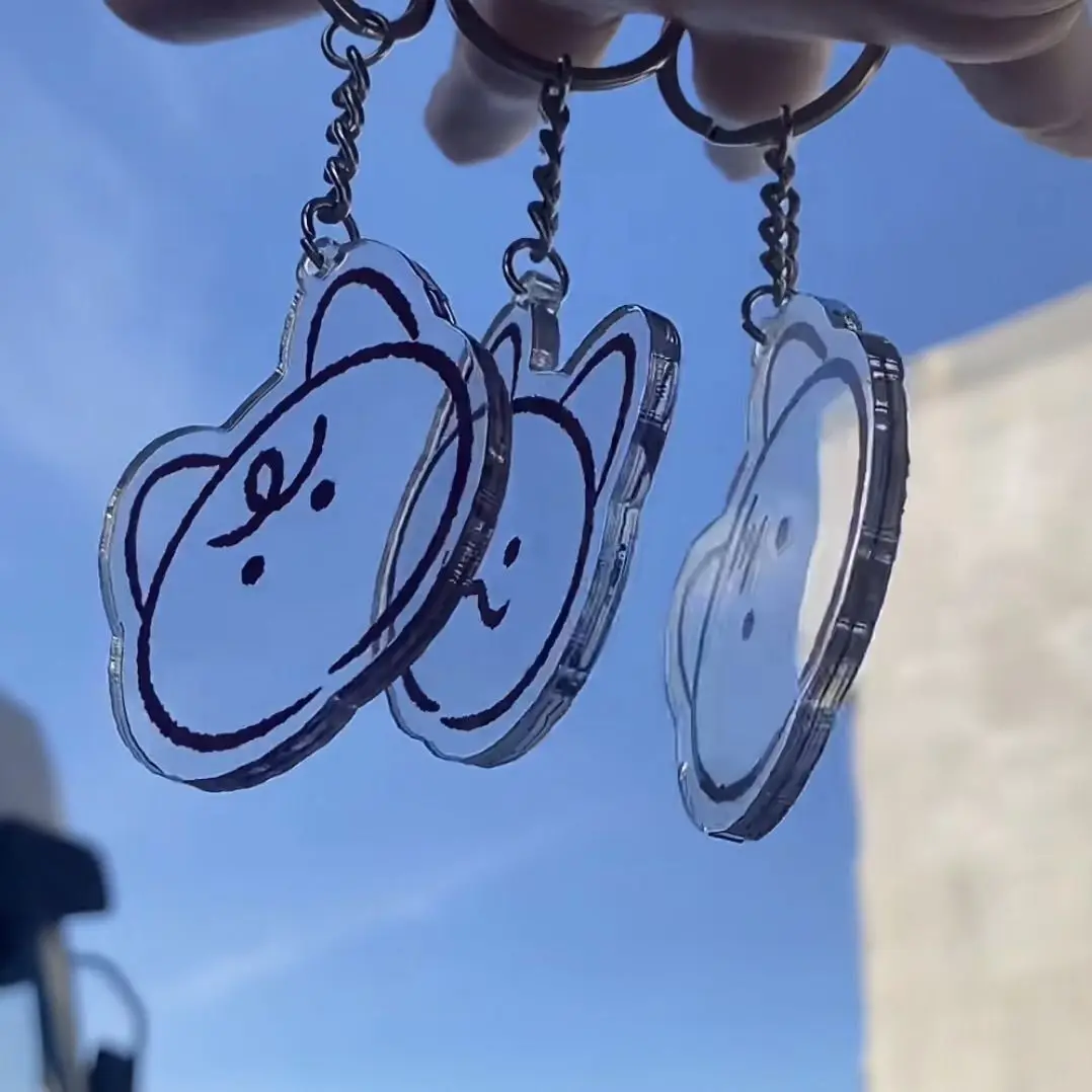 Anime Love and Deepspace Sylus Acrylic Three Cats in A Row Keychain Creativity Cartoon Keyring Q Version Delicate Xmas Gifts