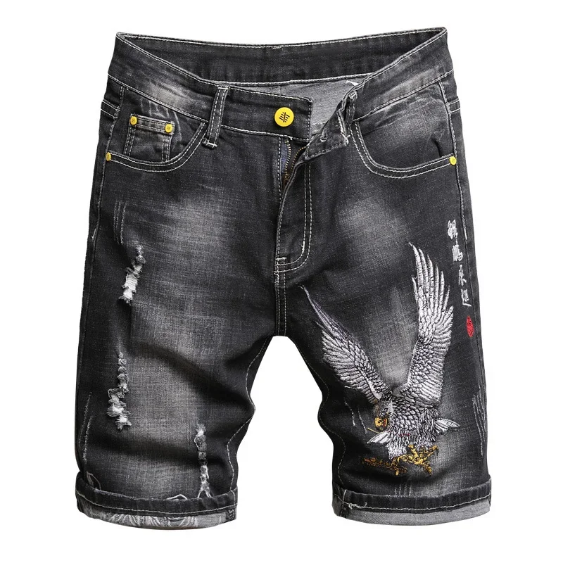 2024 Mens Ripped Jeans Luxury Brands Male Street Slim Fit Jeans Quality Summer Classic Denim Shorts Men Black Jeans Size 60