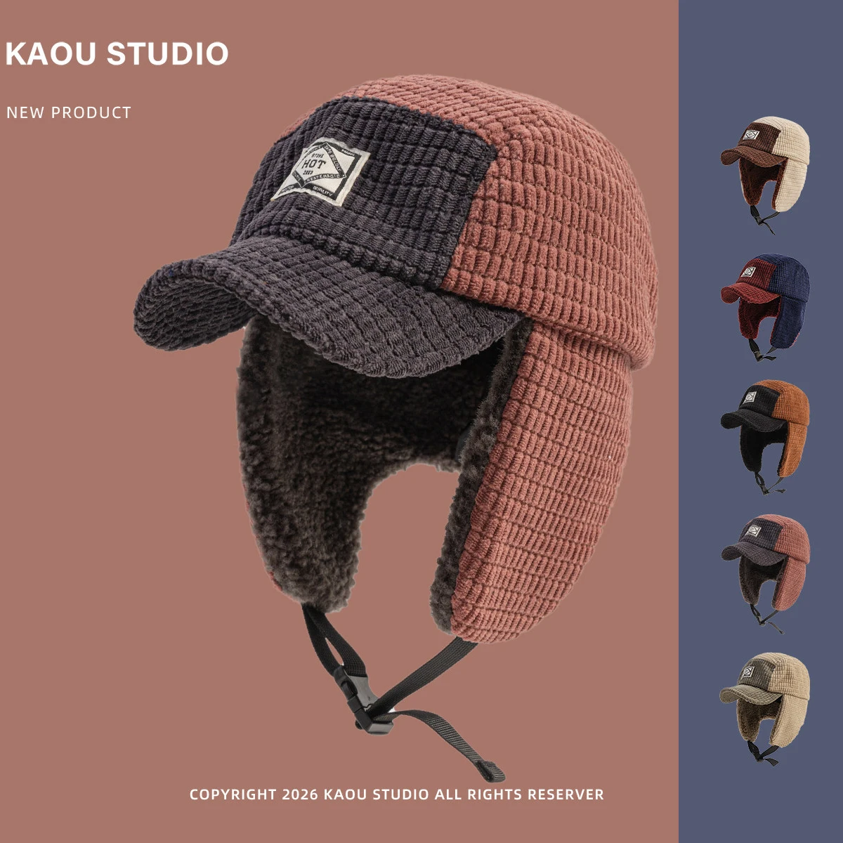 Corduroy Cap 5 Panel - قبعة ترابر كورية من قماش الوافل