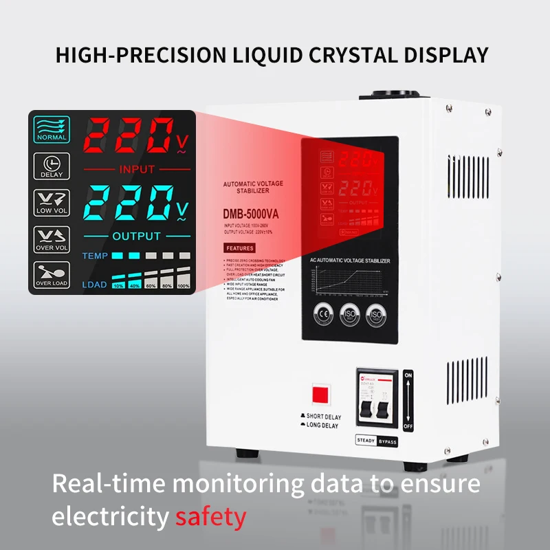Wholesale Price DMB-5000VA Single Phase Wall Mount Voltage Stabilizer 80-260V 50/60HZ for Household Appliances