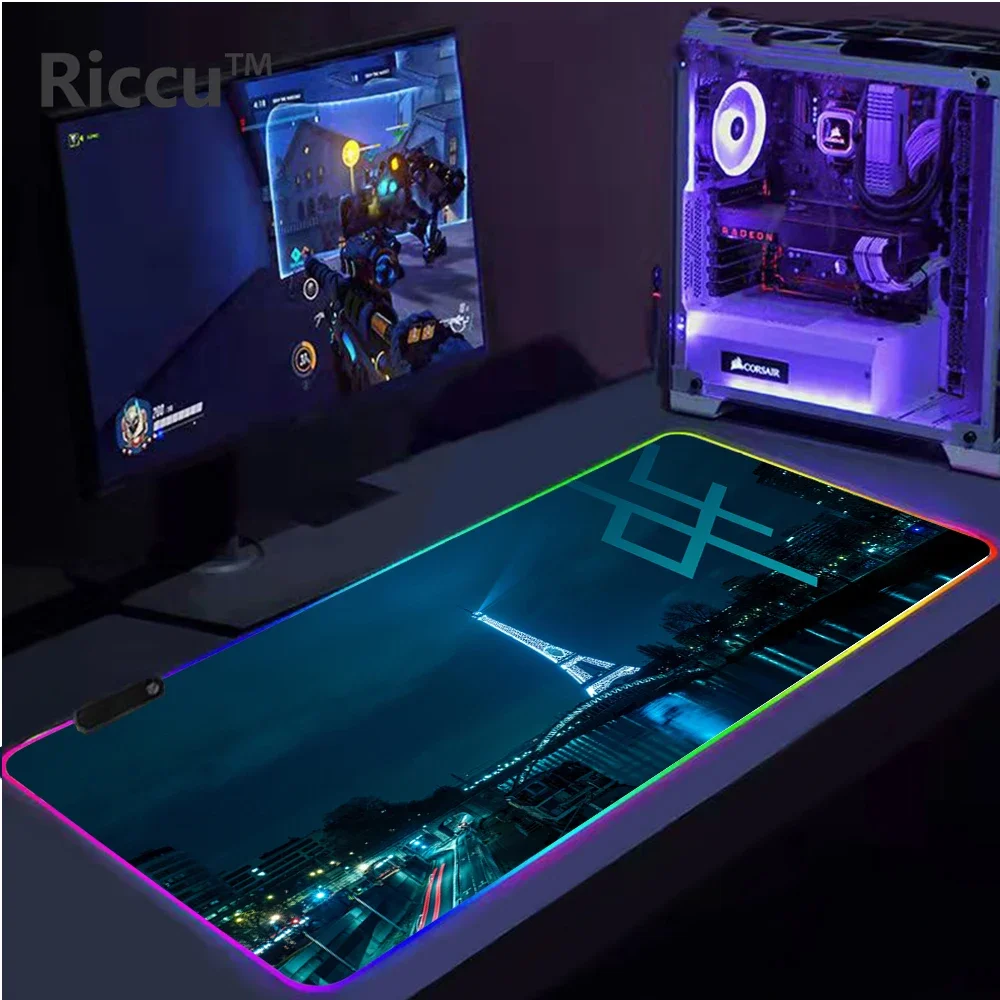 

PNL QLF Rapper Singer Large RGB Mouse Pad MousePad Oversized Laptop Keyboard Pad Table Mat for Playing Games Mousepad 90X30