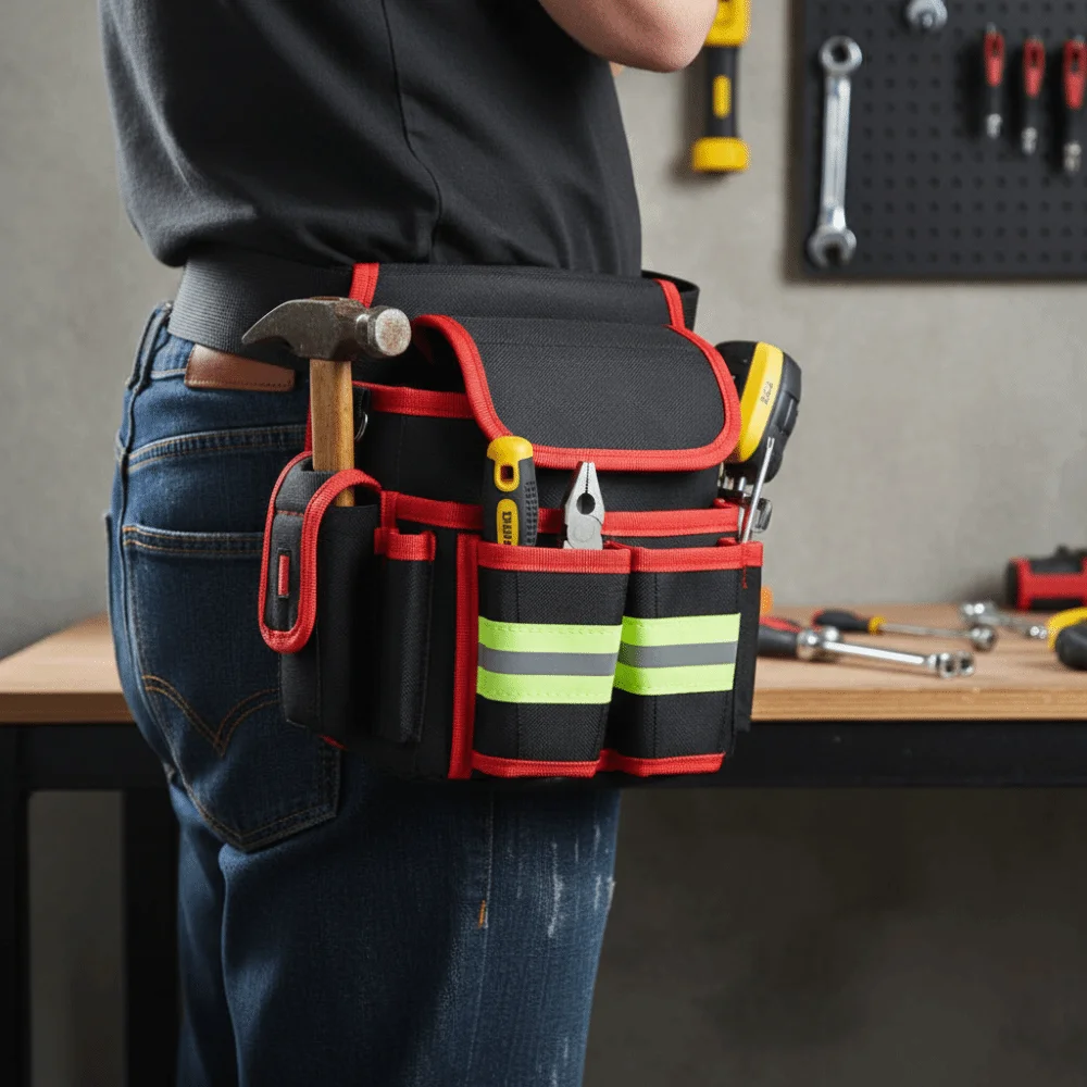 

Large-Sized Electrician's Tool Bag One-Piece Design Wear-Resistant Oxford Cloth Multifunctional Waist Bag Shoulder Strap