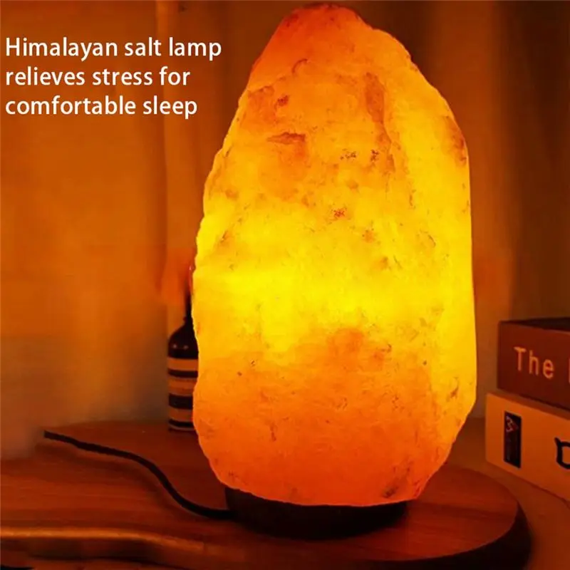 Lámpara de sal de cristal del Himalaya FFYY, luz LED USB de ambiente, purificador de aire, luz nocturna, luz decorativa para dormitorio, sala de estar, enchufe del Reino Unido