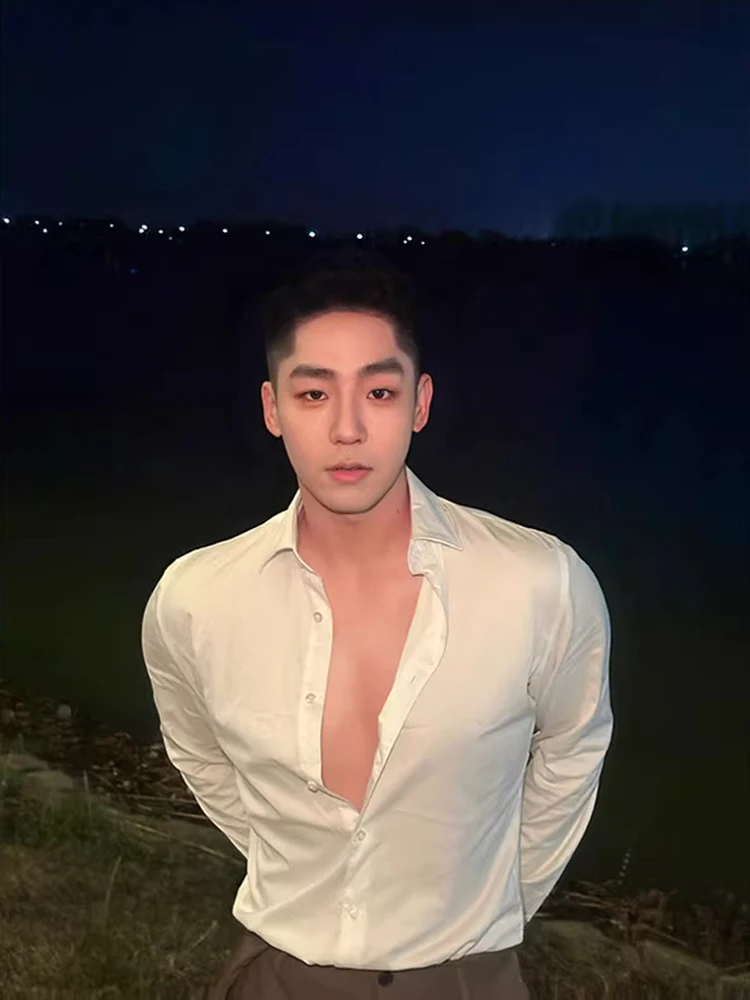 

Мужская приталенная рубашка с длинным рукавом, белая, деловая, повседневная, модная, дышащая, из полиэстера, для весенне-осеннего сезона, с острым воротником, C...