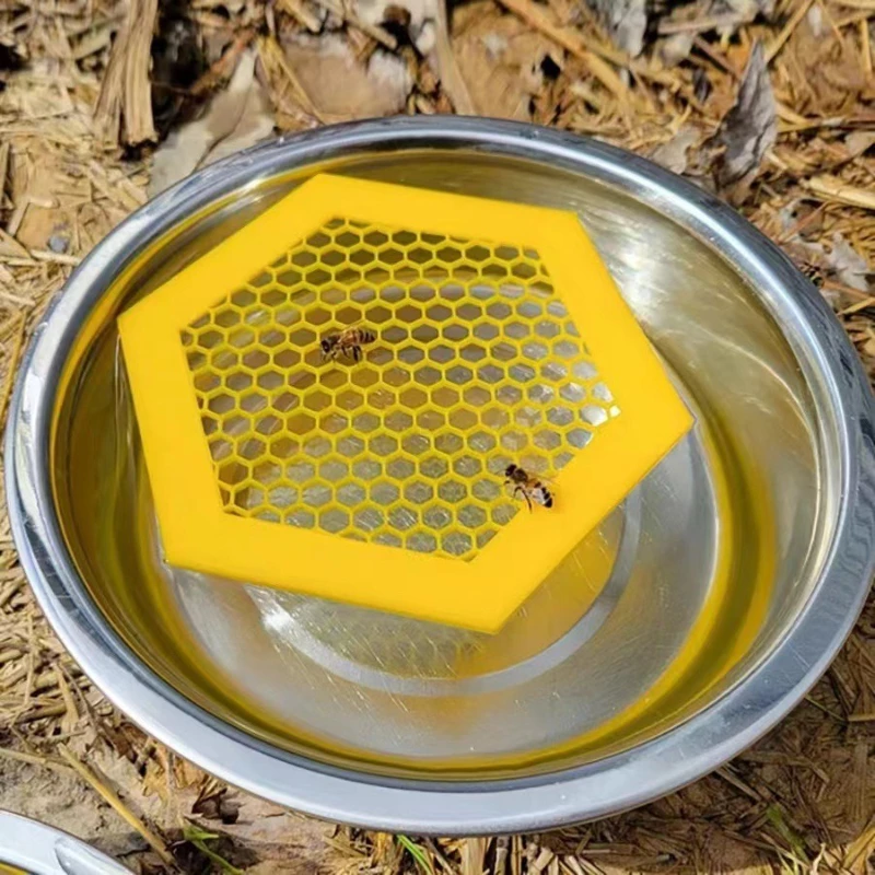 1PC Bee Insect Feeding and Drinking Tray Hexagonal Floating Board Outdoor Garden Bee Drinking Tool