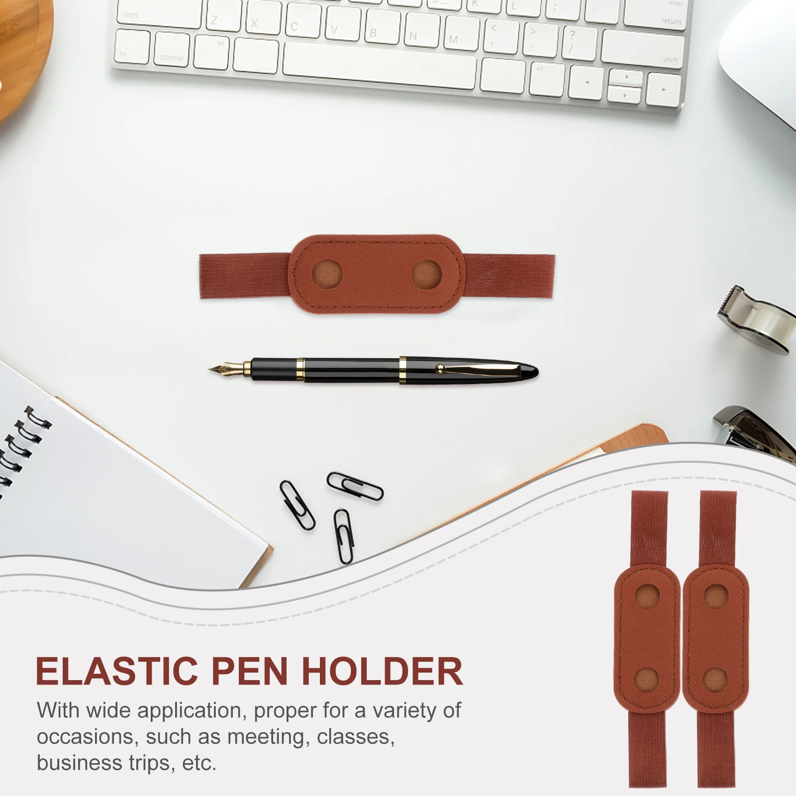 

6Pcs Pen Case with Elastic Strap for Journals Notebooks Planner Organizer PU Pen Sleeves Pencil Holder for Notebook