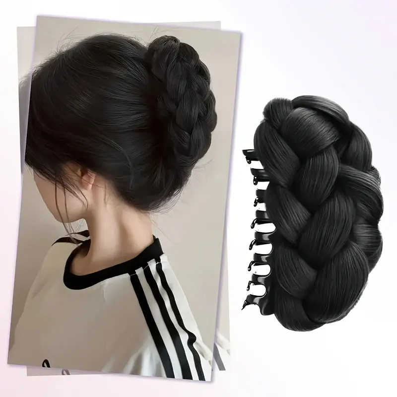 Synthetic Claw Clip Hair Bun Natural Fluffy Wig Hair Clip Black Brown Bun Head Wig Women Daily Use