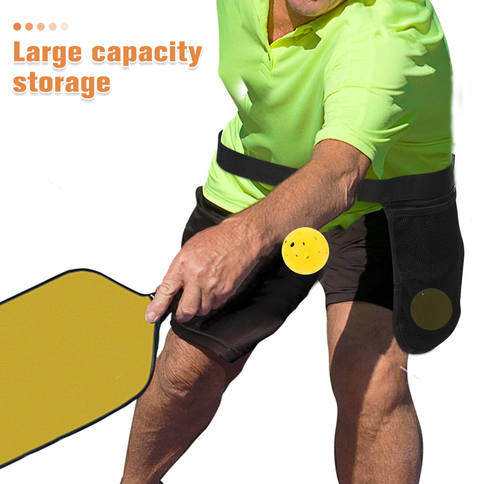 حقيبة تخزين تنس خفيفة الوزن للكرات، حقيبة شبكية متعددة الأغراض، تصميم محمول على الخصر لممارسة التدريب في الهواء الطلق