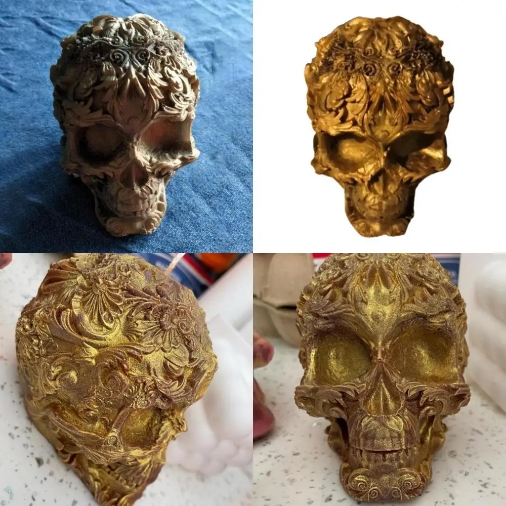 

J78F трехмерная силиконовая форма с тиснением цветка и черепа для изготовления украшений своими руками, мыло, свеча, смола,