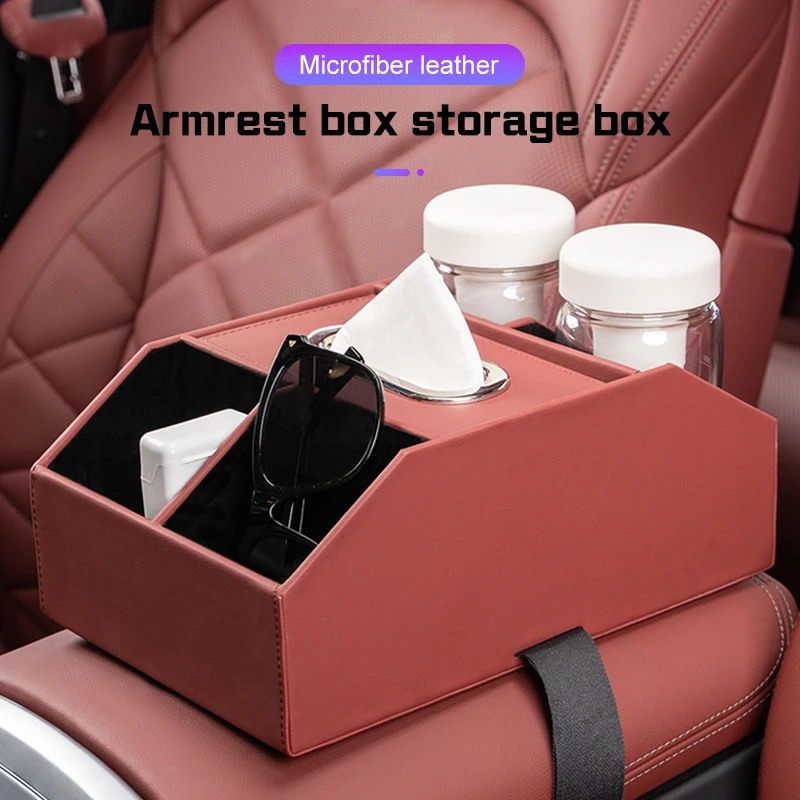 

For Maserati Ghibli Grecale Coupe Quattroporte Levante Car Armrest Storage Box Organizer Center Console Tissue Water Cup Box