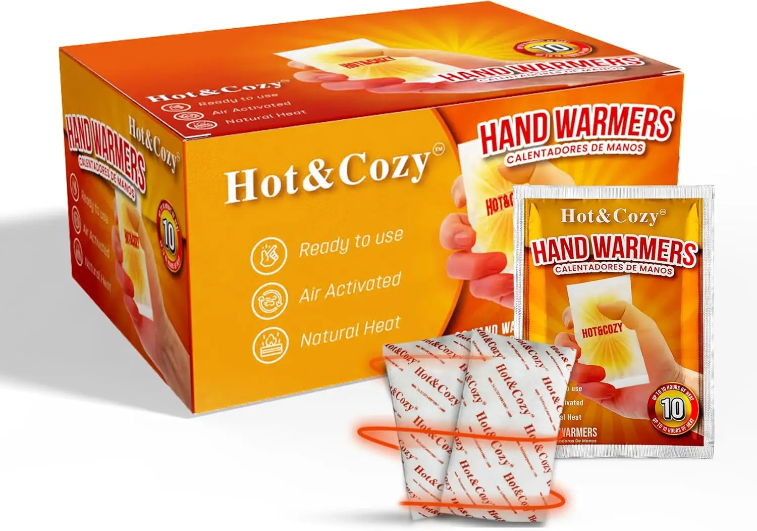 

Грелки для рук — 96 упаковок, 48 пар, до 10 часов, без запаха, активируемые воздухом, безопасные и натуральные