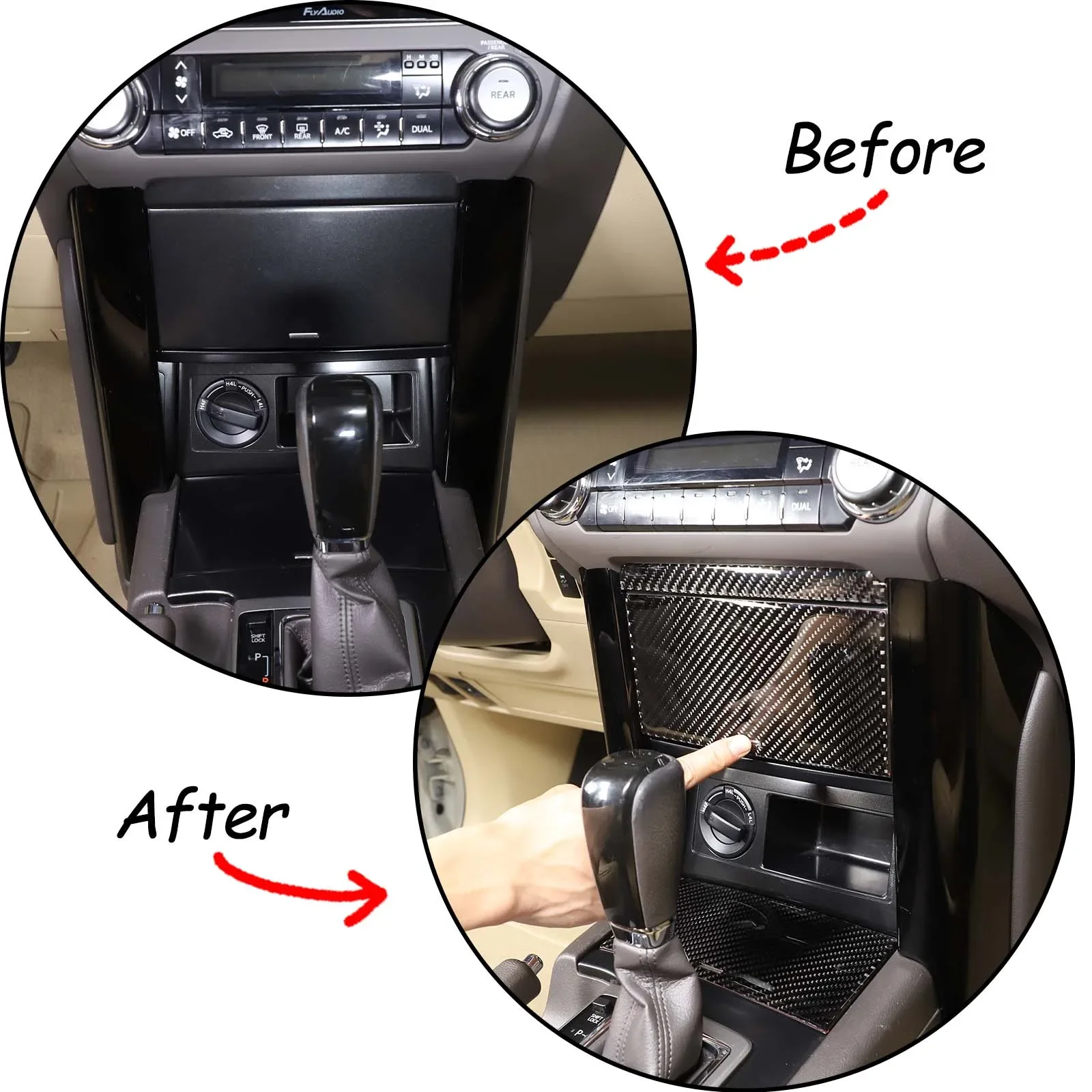 

Для Toyota Land Cruiser Prado FJ150 150 2010-2017 автомобильный центральный ящик для хранения, наклейка, мягкое углеродное волокно, аксессуары для интерьера