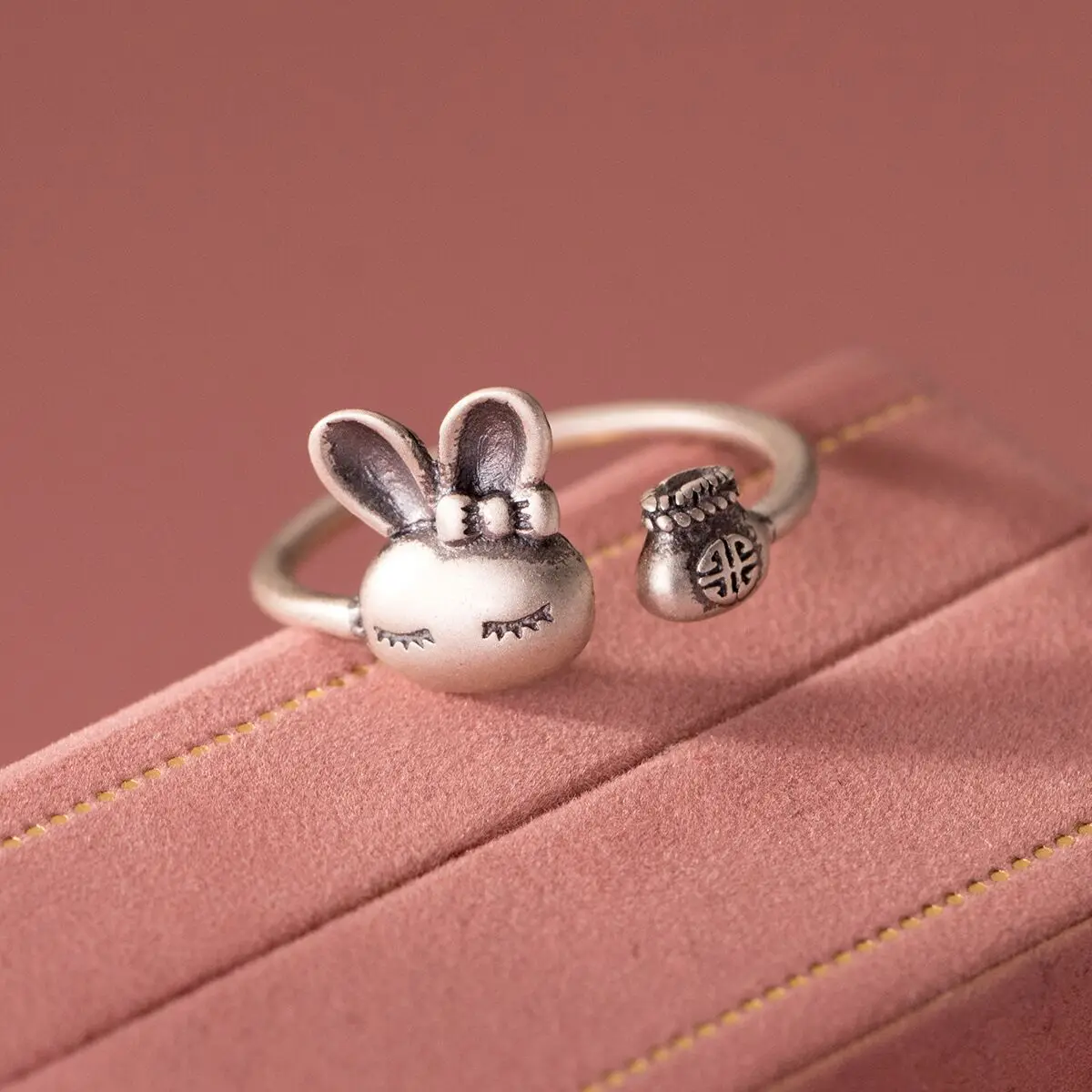 Women's Retro Rabbit 925 Sterling Silver Opening Ring