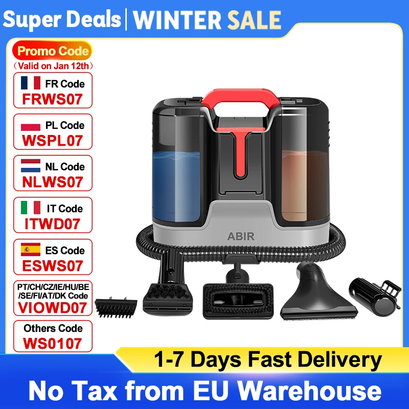 ABIR G80 Pulitore per tappeti portatile 15Kpa Macchina per la pulizia dei punti, Lavaggio a secco e bagnato per l'interno dell'auto del divano di casa, Lavaggio dei tessuti del letto dell'animale