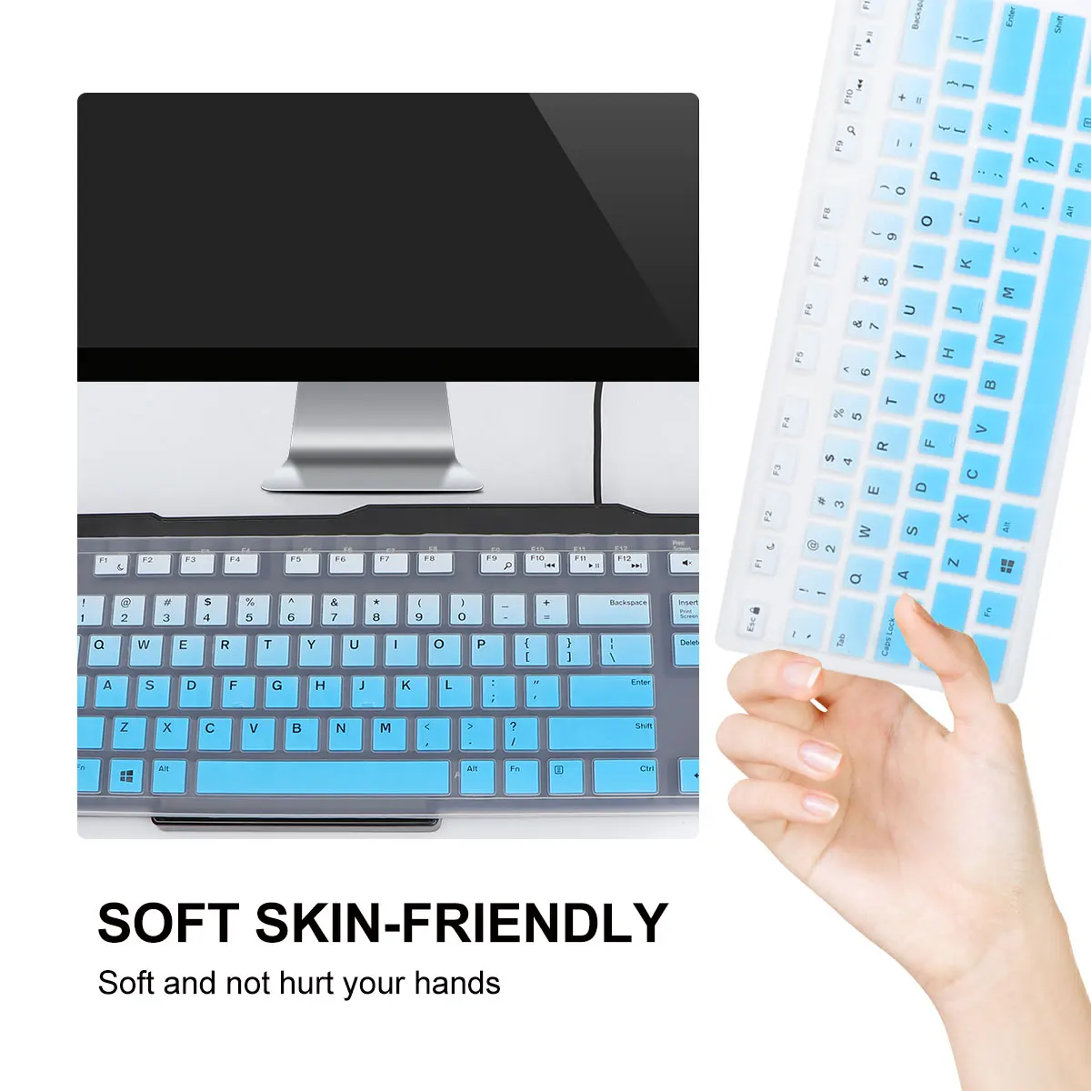 

2Pcs Keyboard Cover Silicone Protective Film Fit Kb216p Kb216t Wk636 Gradient Blue Purple Dustproof Waterproof Keyboard
