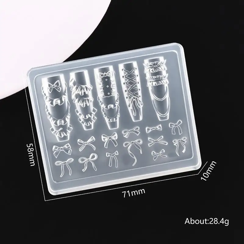1 Stück Niedliche Schleifenband 3D-Schnitzvorlage Elegante Schleife Silikon-Nagelkunstformen Gel-Druckschablonen Japanisches Nagelzubehör – Detail 6