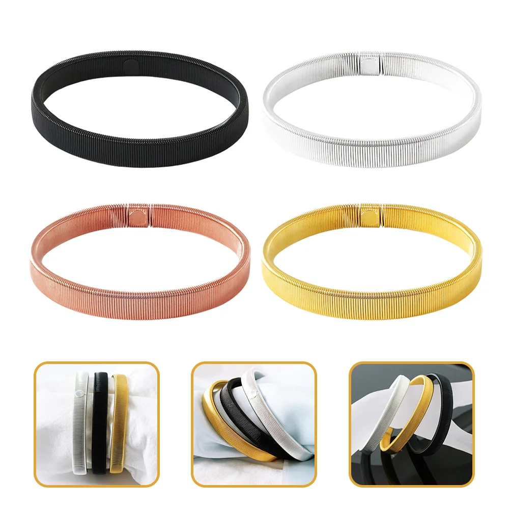 4 Pcs Shirt Cuff Ring Metal Bracelet Bracelets Sleeve Garters for Men Bangle Man