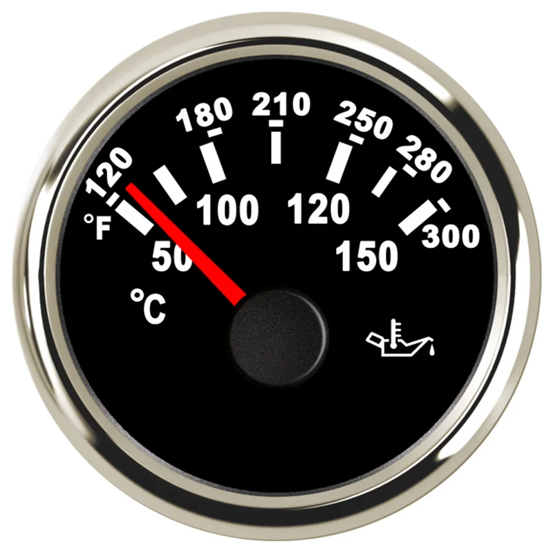 Auto Pointer Oil Temp Gauges 52mm 50~150℃ Motorcycle Oil Temperature Meters 361~19ohm with Red Backlight for Car Boat Motorcycle