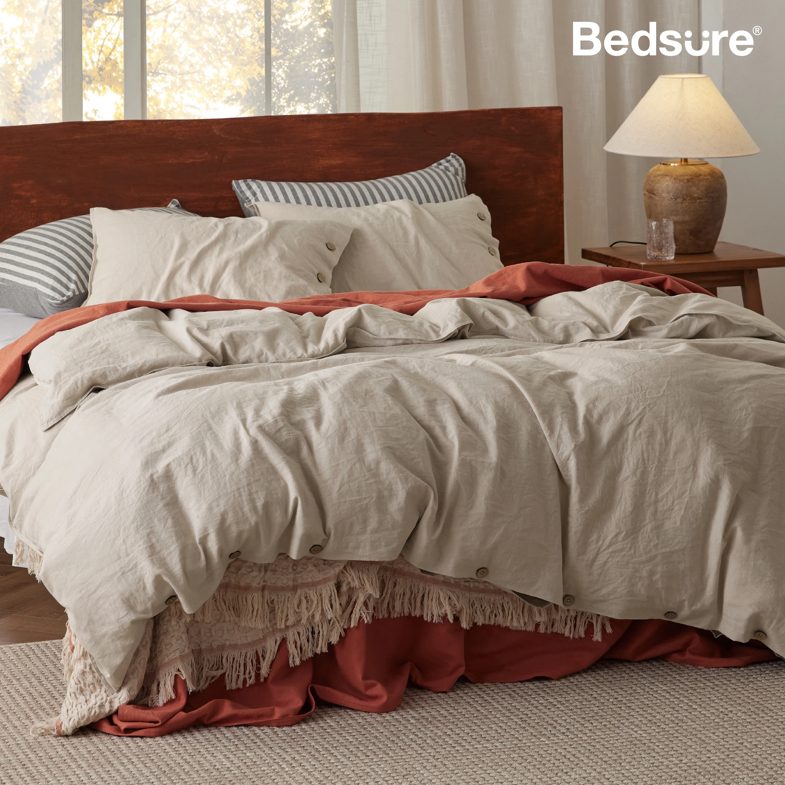 Bedsure - Cotton Blend Duvet Cover Set, Comforter Sold Separately, Twin, Full, Queen, King, Cal King