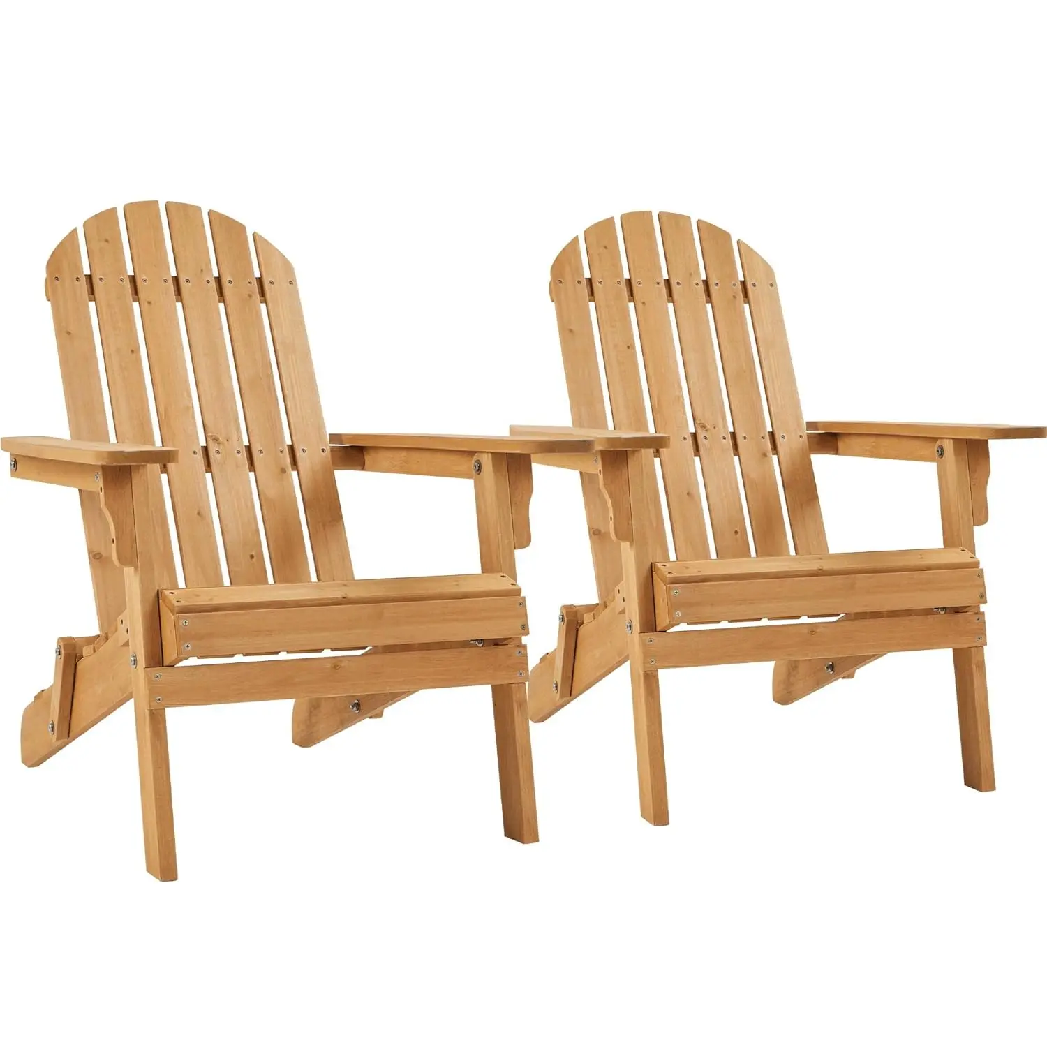 Folding Adirondack Chair Set of 2 Outdoor, 300LBS Solid Wood Garden Chair Weather Resistant, Fire Pit Lounge Chairs, Customized