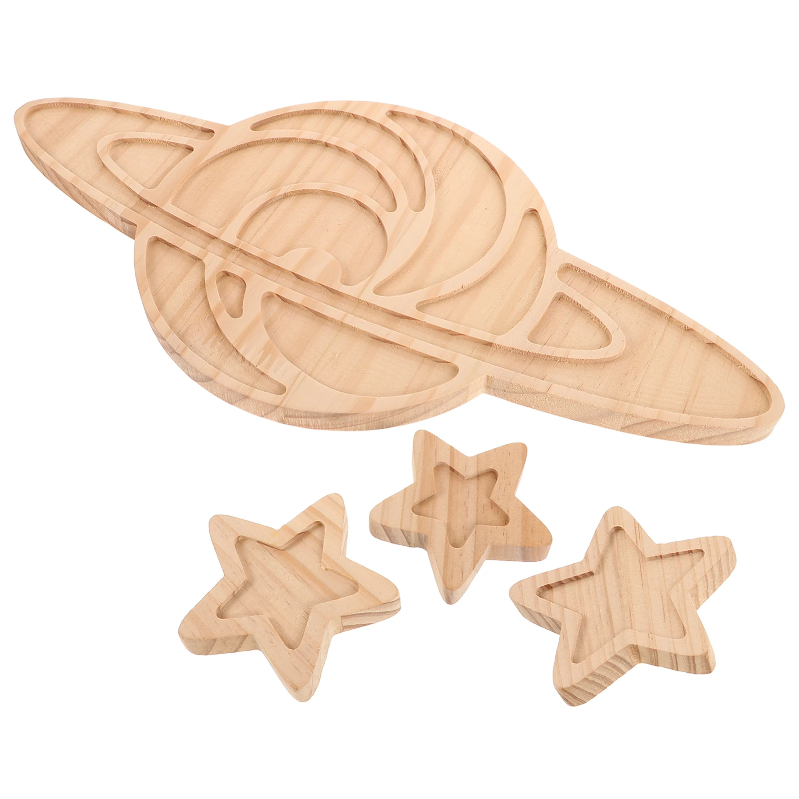 

4pcs Wooden Planet Decor Nordic Style Home Wall Art for Kids Room Bedroom Living Space Theme Party Photo Props