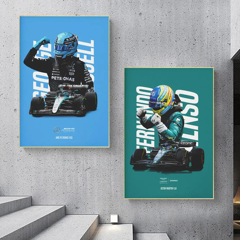بطل العالم ملصق جدار ديكور Vettel Piastri الفورمولا 1 جدارية يطبع قماش الطباعة لغرفة المعيشة غرفة نوم هدية لمحبي #2