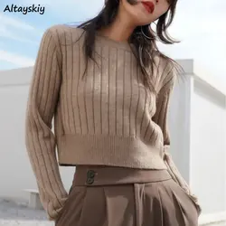 Maglioni corti in maglia da donna semplice solido allentato chic accogliente per il tempo libero tutto-fiammifero streetwear studenti Ulzzang Harajuku Y2k Ins moda