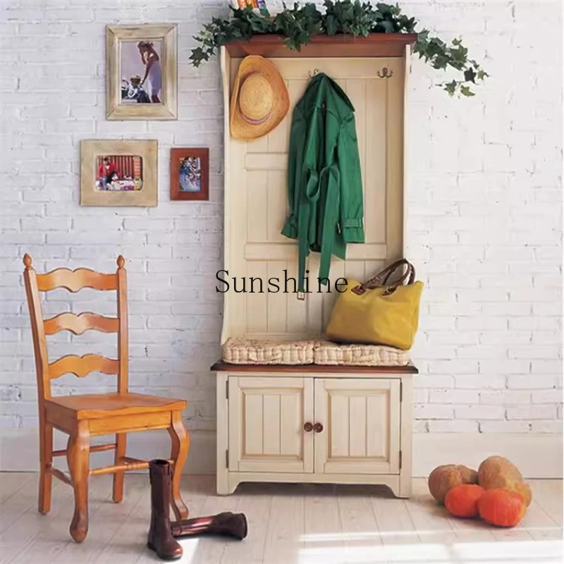

American all-solid wood clothes and hats combination entrance partition cabinet simple foyer customization