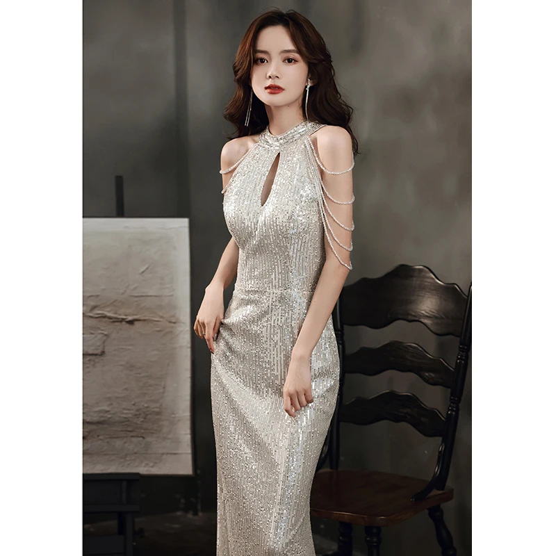 

Ele Sexy Fringed Evening Gown Ne Hanging Women's High-End Luxury Cusized Host Banquet Advanced High-Defn