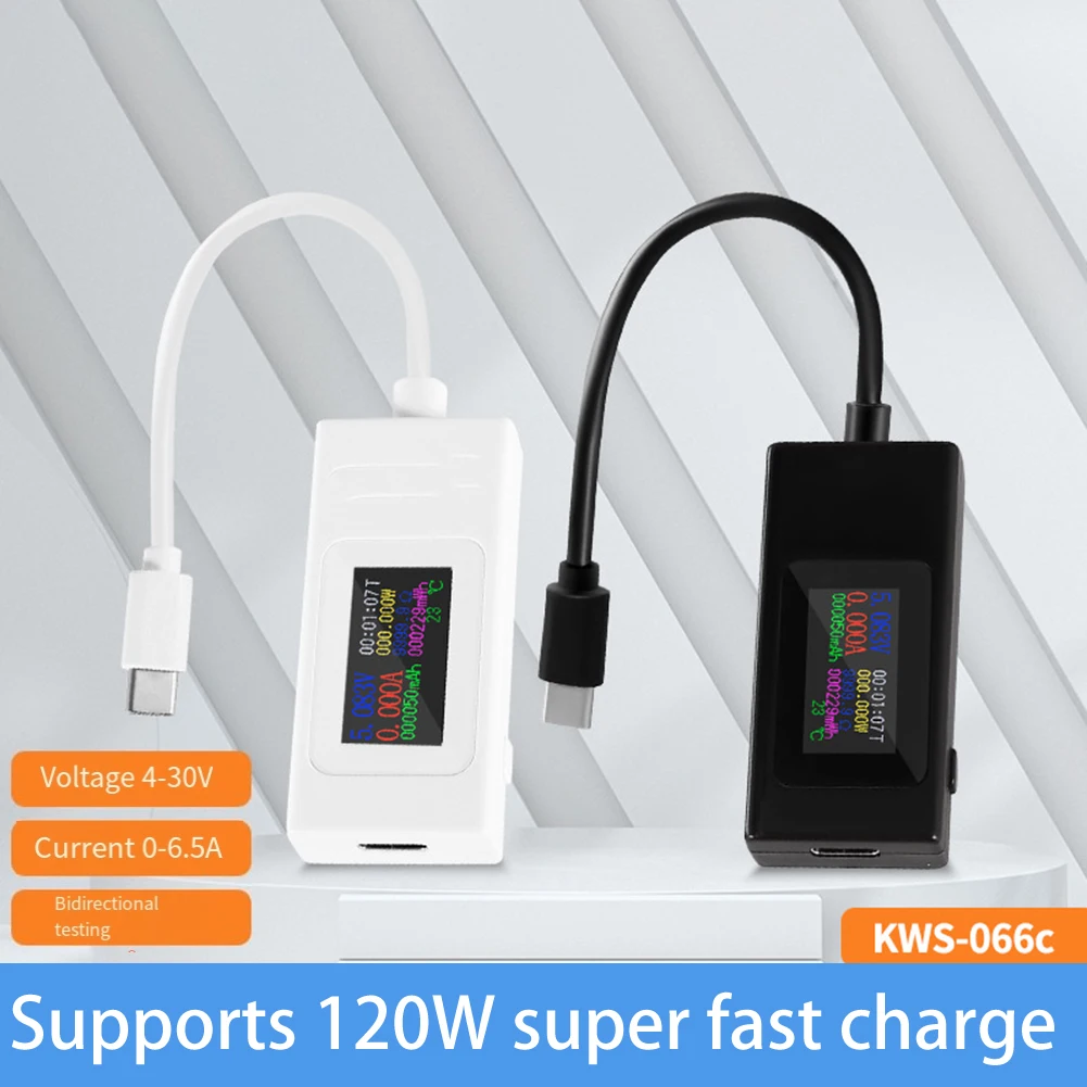 Type C Tester Meter Multifunction Voltage and Current Measurement Tool for USB C Devices Supports QC and VOOC Protocols