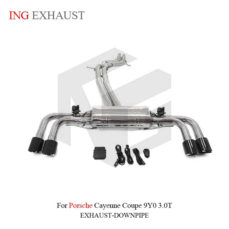 For Porsche cayenne coupe 9Y0 3.0T ING Exhaust System Stainless Steel Material High Flow catback  with Valve Muffler tips