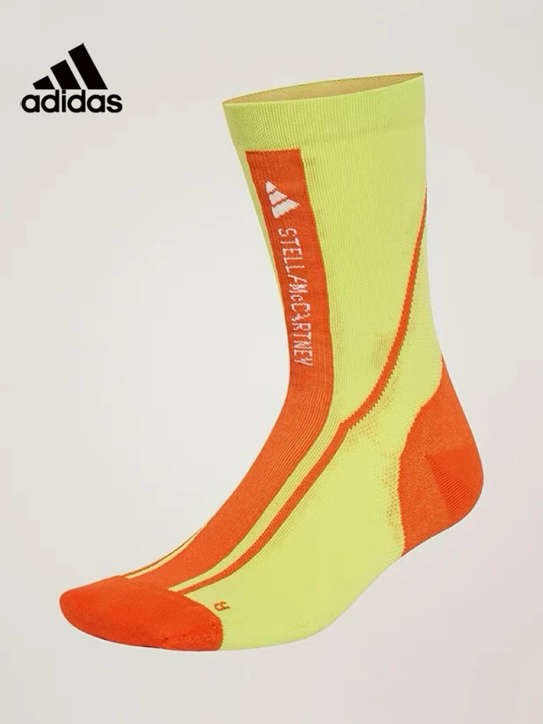 Adidas Unisex 1 Pair Color Block Crew Socks Breathable Mid Calf Socks Shock Absorbing Sports Socks For Running Training JZ5518