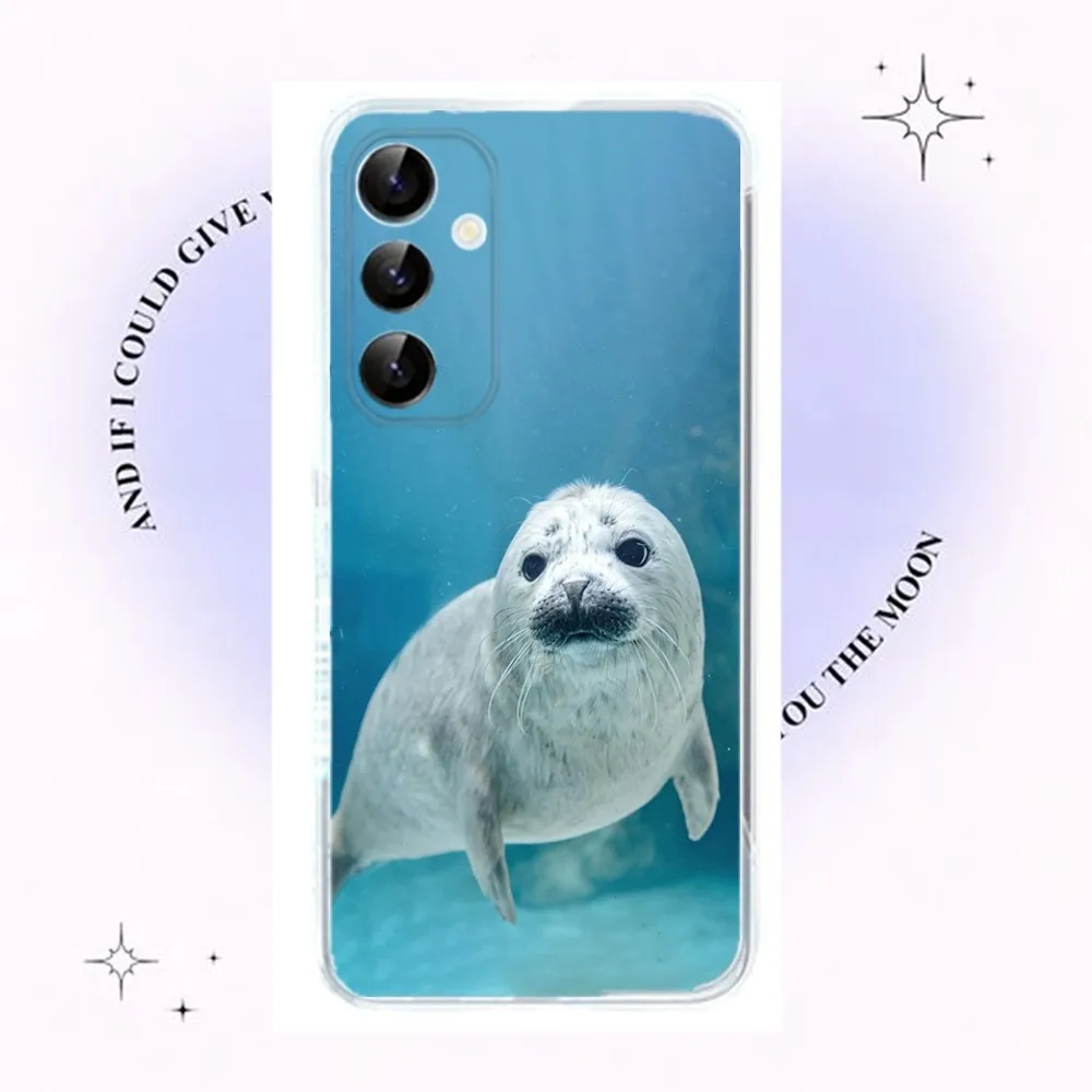 Seal Animal Cute Phone Case For Samsung Galaxy A71,70,52,51,40,31,A50,30S,21S,Note20ultra Transparent Cover