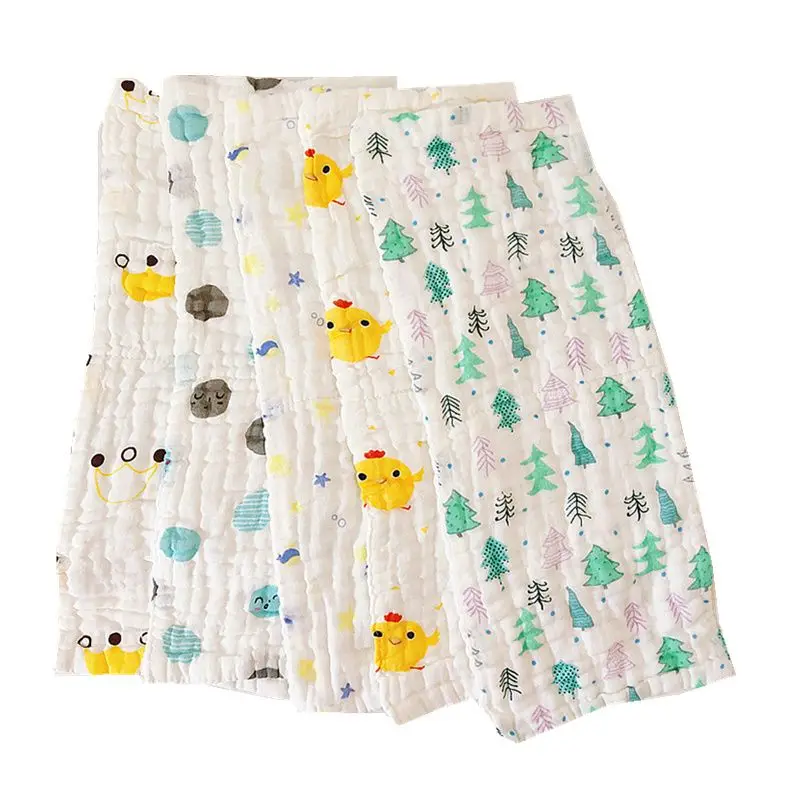 5pcs Adult Cute Cartoon Print 8-Ply Cotton Gauze Nappies ABDL Washable Diapers Pads Cloth Nappy Soft Comfortable Breathable