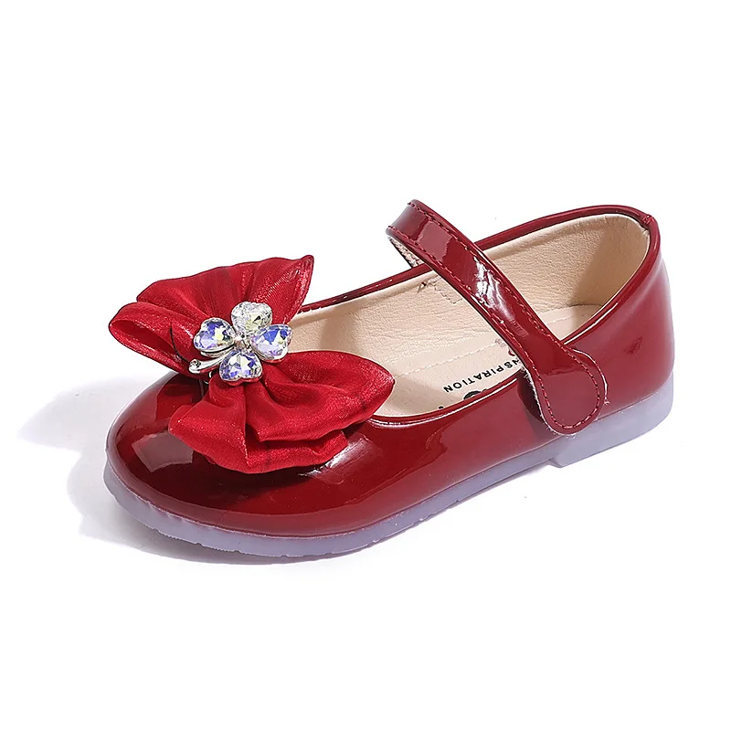 

Fashion Girl Shoe Spring New Bow Princess Shoe Rhinestone Party Performance Shoes Soft Sole Kids Shoes Chaussures Enfant Fille