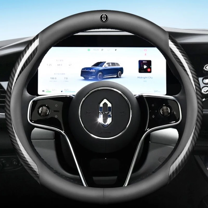

Carbon Suede Leather Car Steering Wheel Cover for AITO M5 M7 M9 M8 2022 2023 2024 2025 Accessories