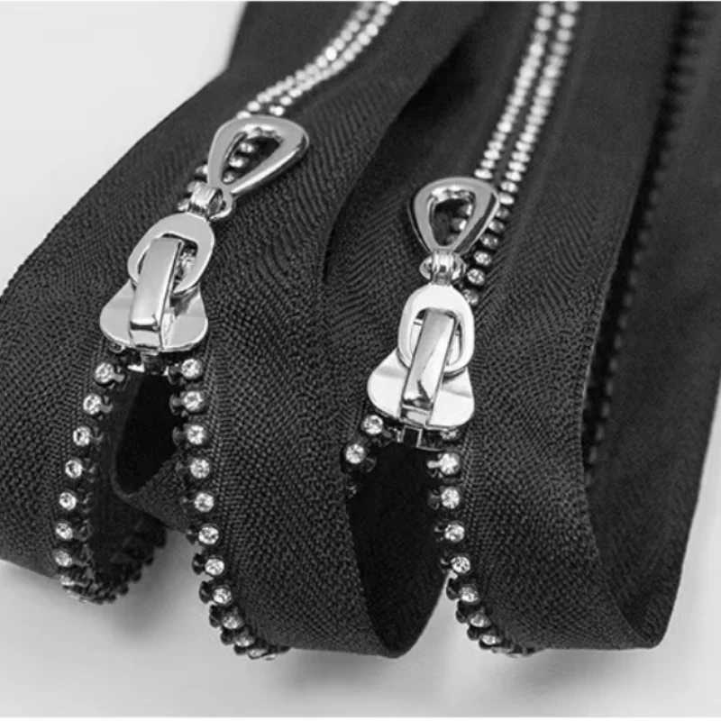 3 pcs 5# 40-60cm resin diamond zipper,AB rhinestone trim, separation automatic locking zipper, suitable for clothing, bags