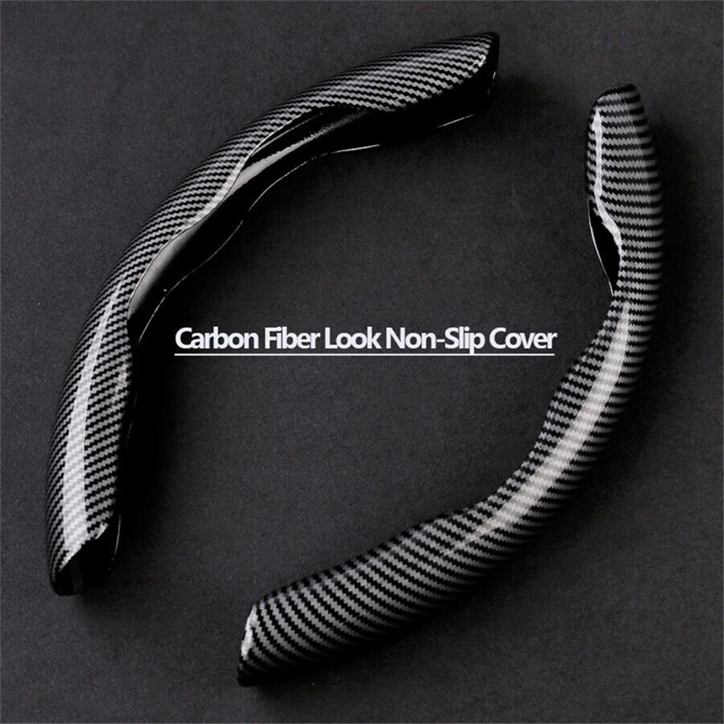 Funda Universal para Volante de Coche de 38 cm, de Fibra de Carbono, Antideslizante, Protector de Volante de Cuero, Accesorio Interior para Auto