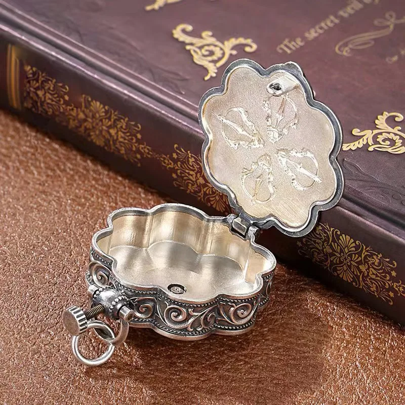 Vintage Ethnic Style Auspicious Eight Treasures Pendant Necklace Mantra Gawu Box Necklace Good Lucky Jewelry Accessories