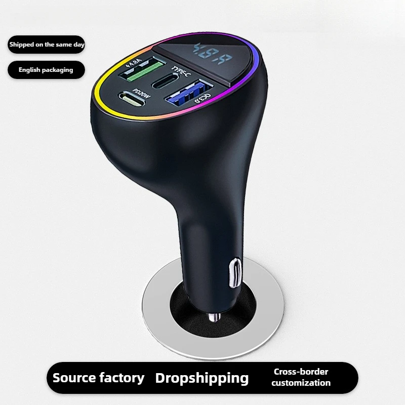 

30W PD Fast Charge Smart LCD RGB LED Car Cigarette Lighter Charger Auto Adapter